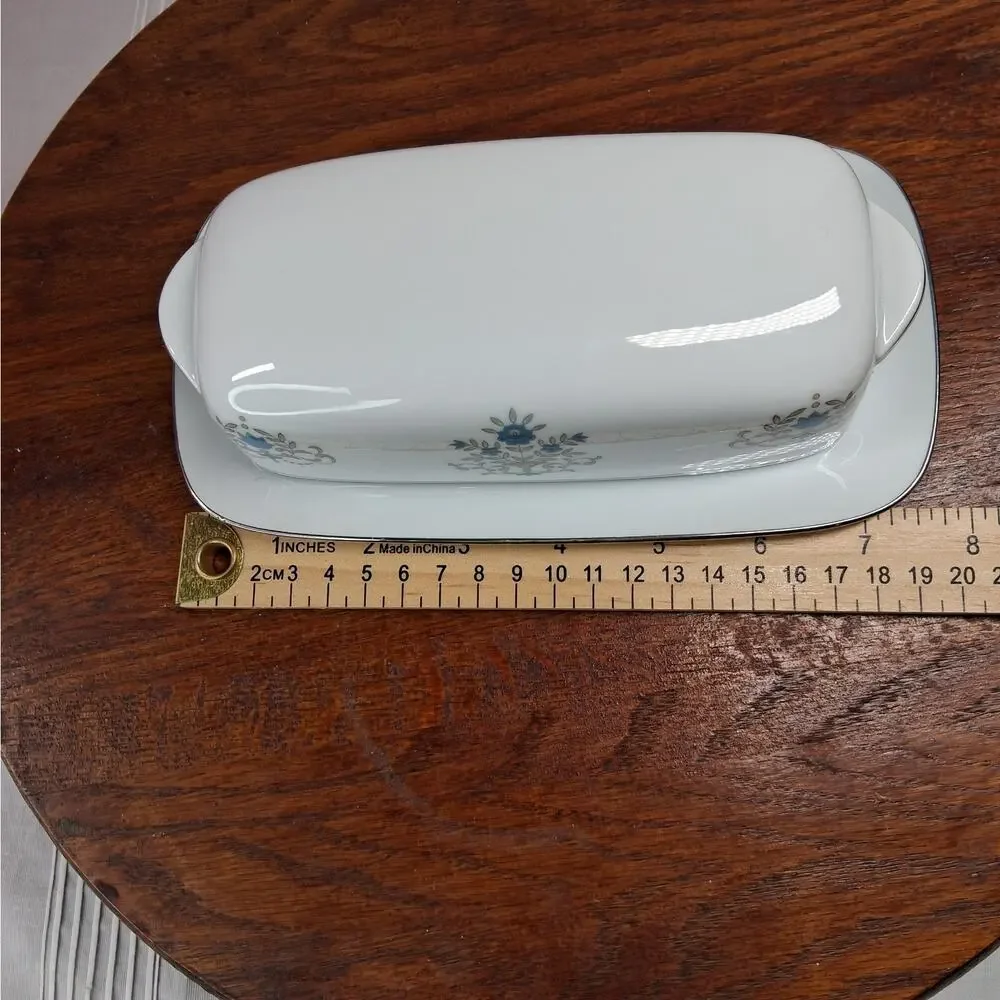 Noritake Octavia Pattern Butter Dish with Lid Vintage Floral Porcelain Floral